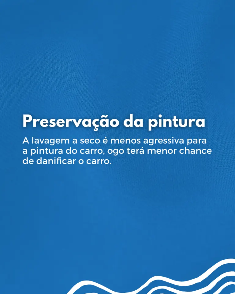 Fundo azul com texto sobre preservação da pintura do carro, incluindo uma linha branca curva na parte inferior